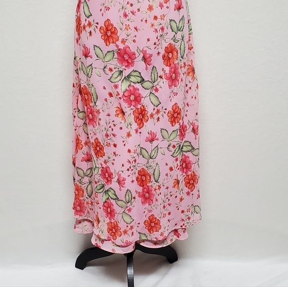 VINTAGE White Stag Orange Pink Floral Tiered Short Sleeve Maxi Summer Dress 12 - Picture 7 of 12